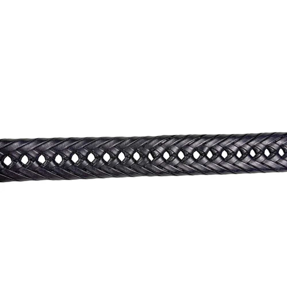 Wrangler Woven Braided Leather Belt Mens 38 Black Silver Buckle Classic Style
